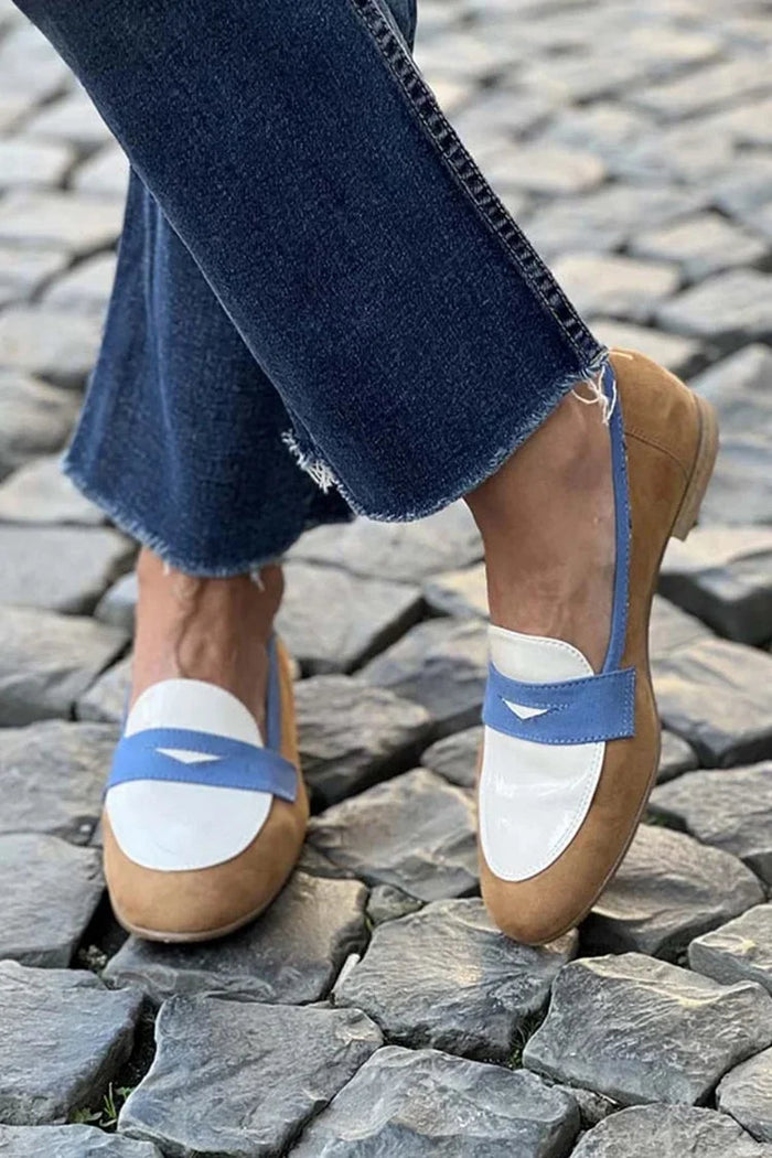 Women's Colour Block Mary Jane Loafers Slip-On