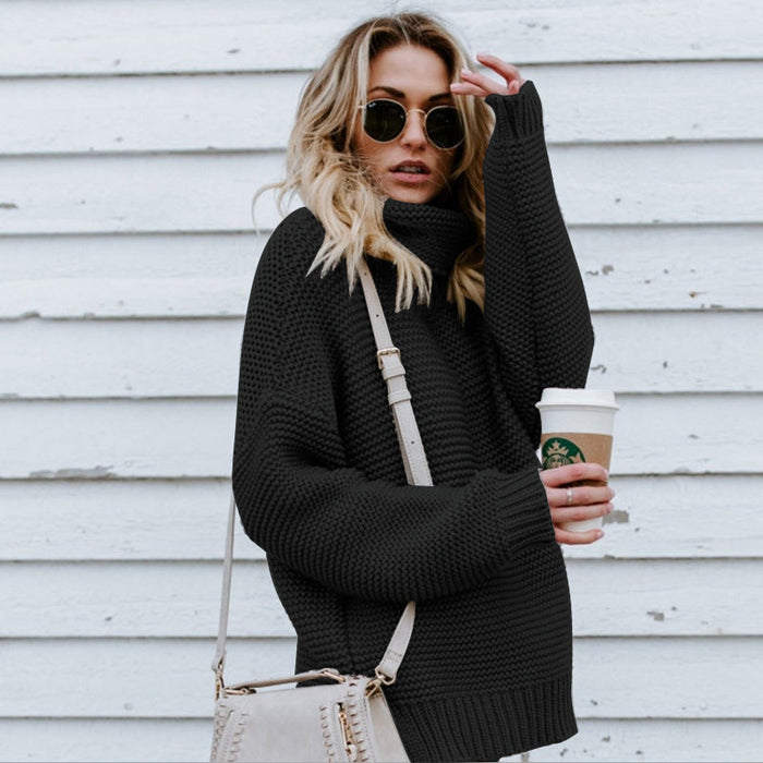 Women's Oversized Turtleneck Jumper with Chunky Knit