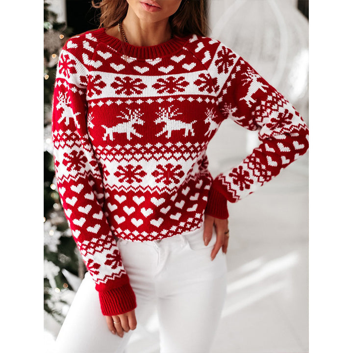 Womens Ugly Christmas Jumper Elk Snowflake Jacquard Knit