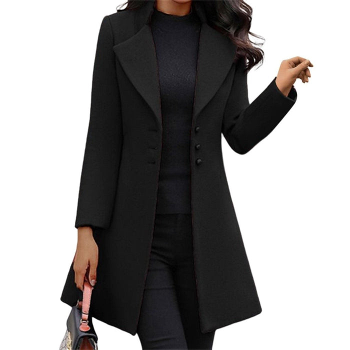 Women's Notched Lapel Trench Coat with Button Front