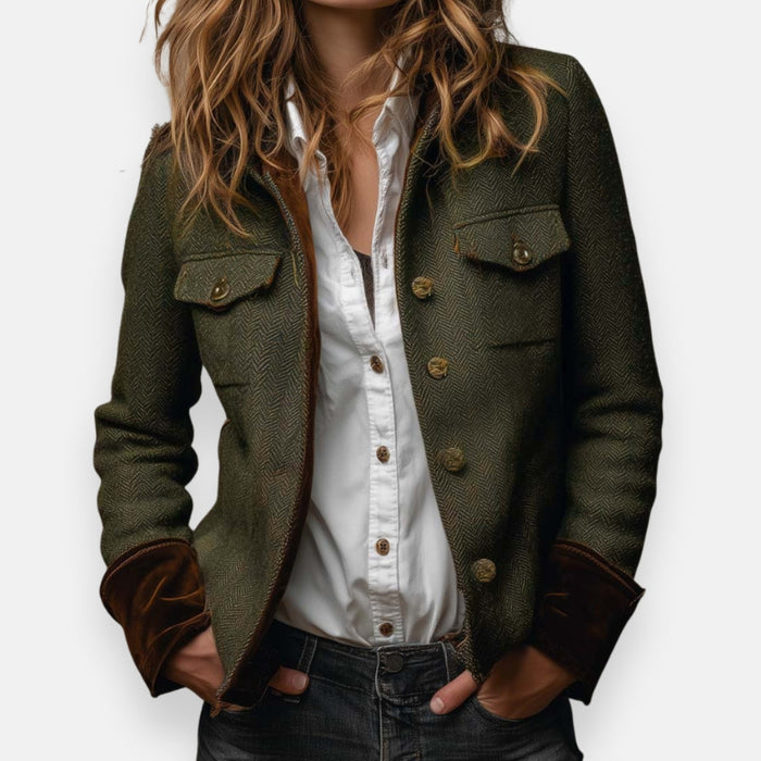Women's Tweed Chelsea Jacket Herringbone Tailored Fit
