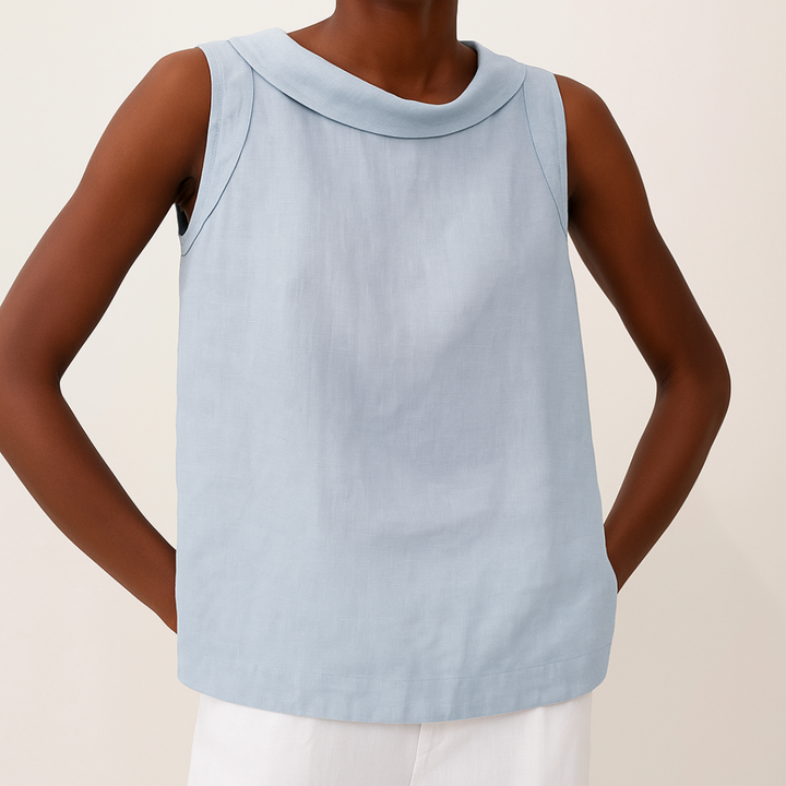 Maria | Sleeveless Roll Collar Top