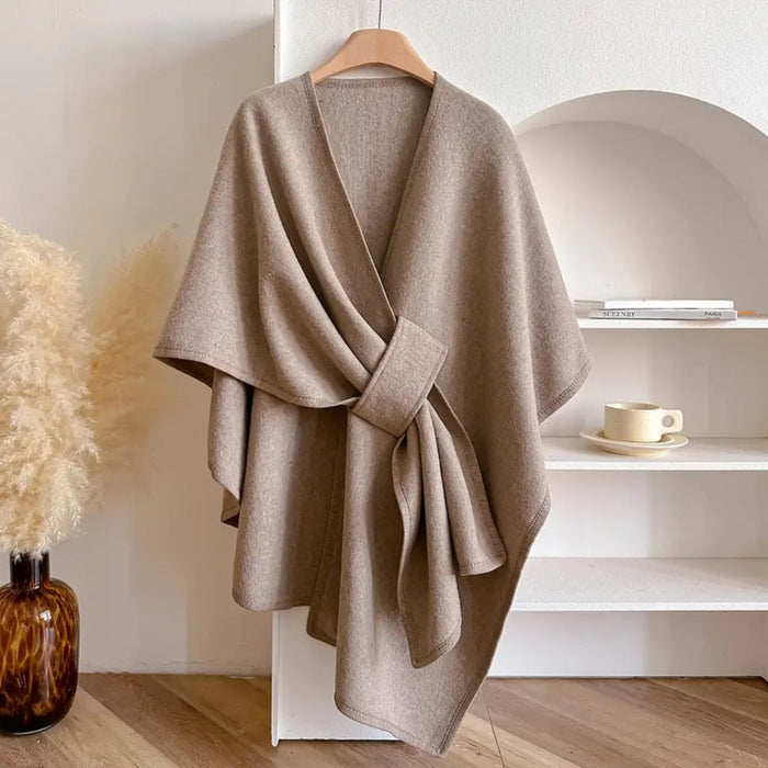 Women's Wrap Coat Shawl Style with Tie Belt