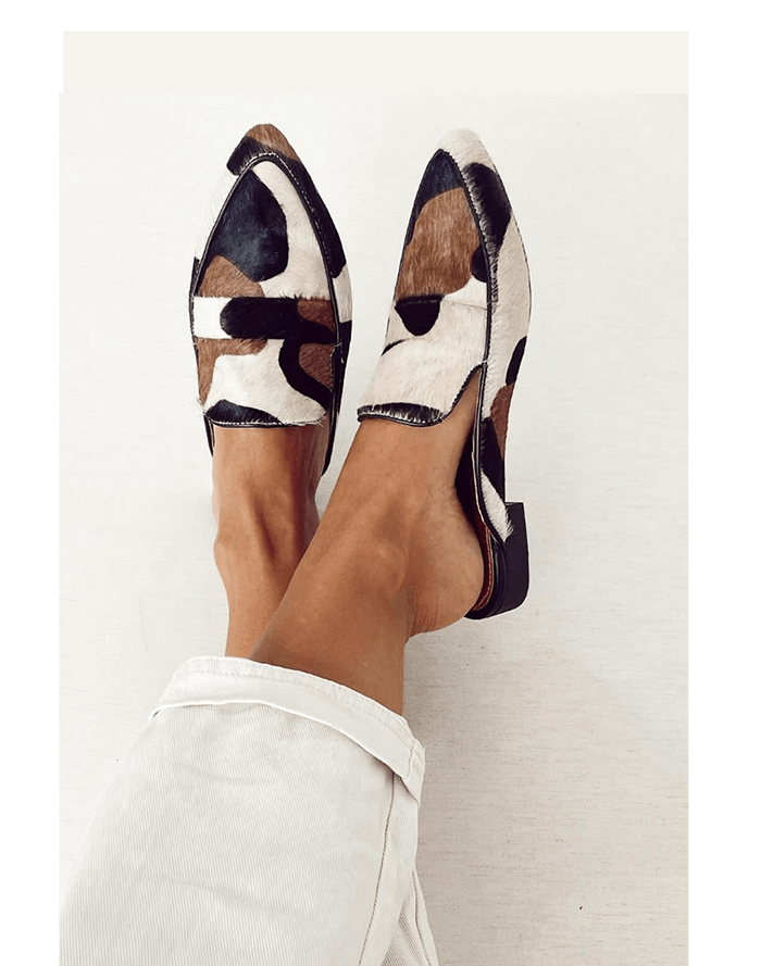 Women's Patterned Loafers with Block Heel Slip-On