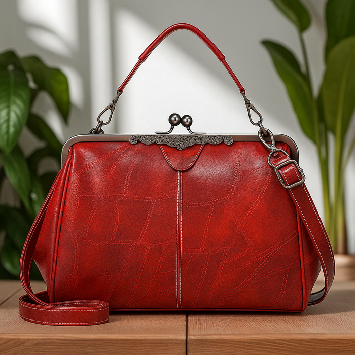Women's Vintage Kiss-Lock Frame Handbag Structured