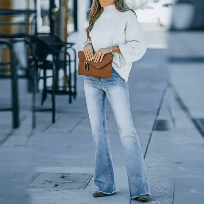 Women's High-Waist Skinny Jeans with Flared Leg