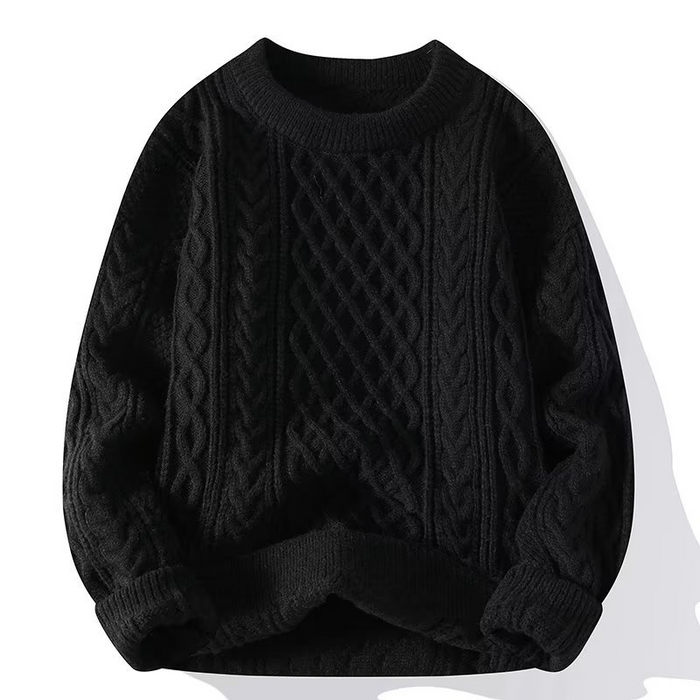 Women's Cable-Knit Jumper with Ribbed Crew Neck