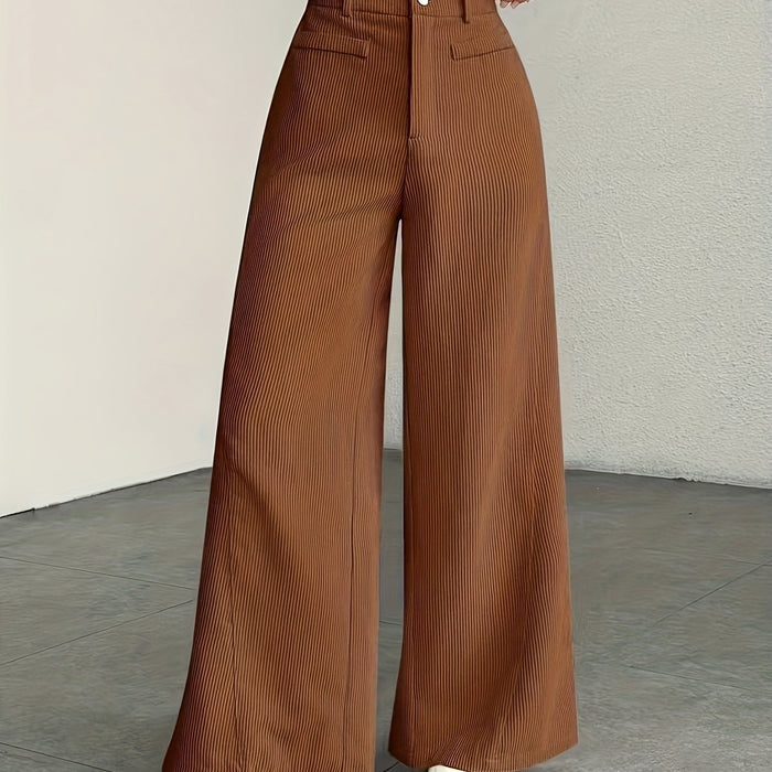 Women's High-Waisted Wide-Leg Trousers with Stripe
