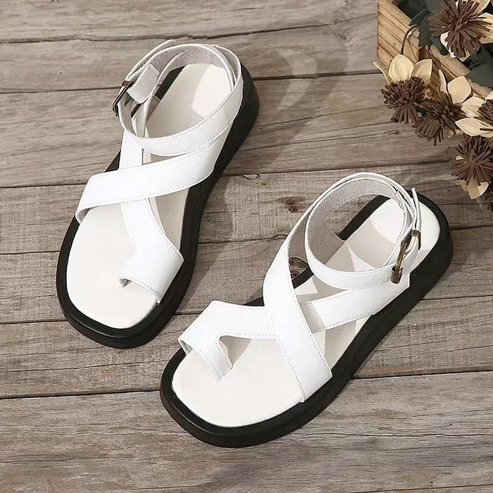 Caroline | Women's Platform Flat Buckle Sandals