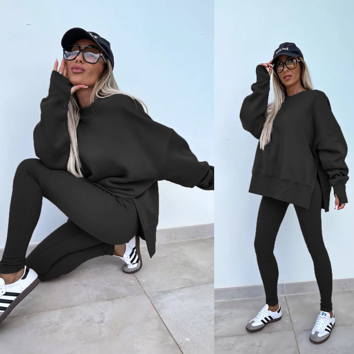Evie | Loose split-hem jumper and fitted trousers knit co-ord