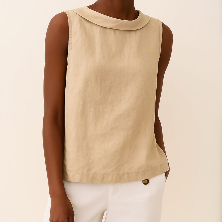 Maria | Sleeveless Roll Collar Top