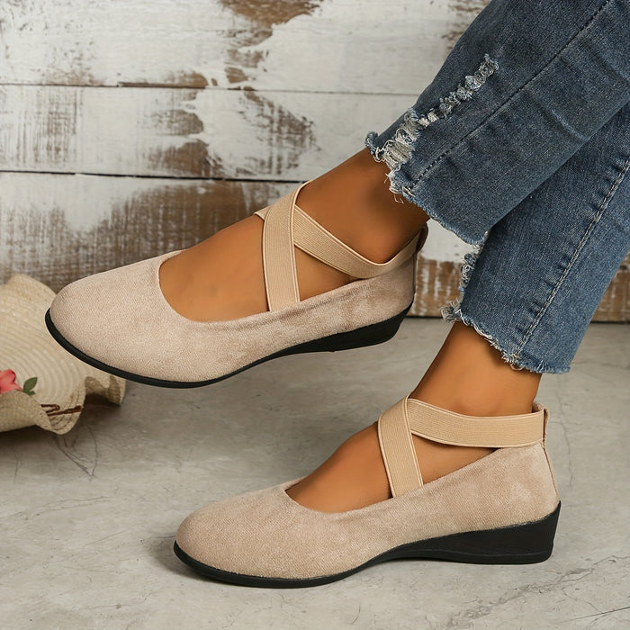 Women's Elasticated Strap Ballet Flats Closed Toe