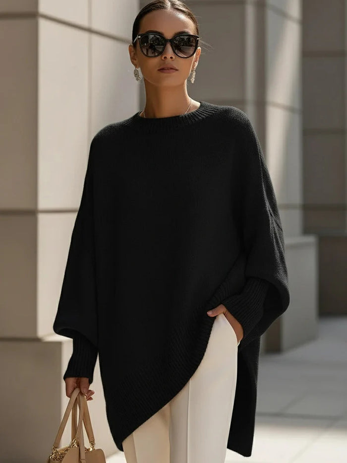Hannah | Thick oversized knit jumper with crew neck for women