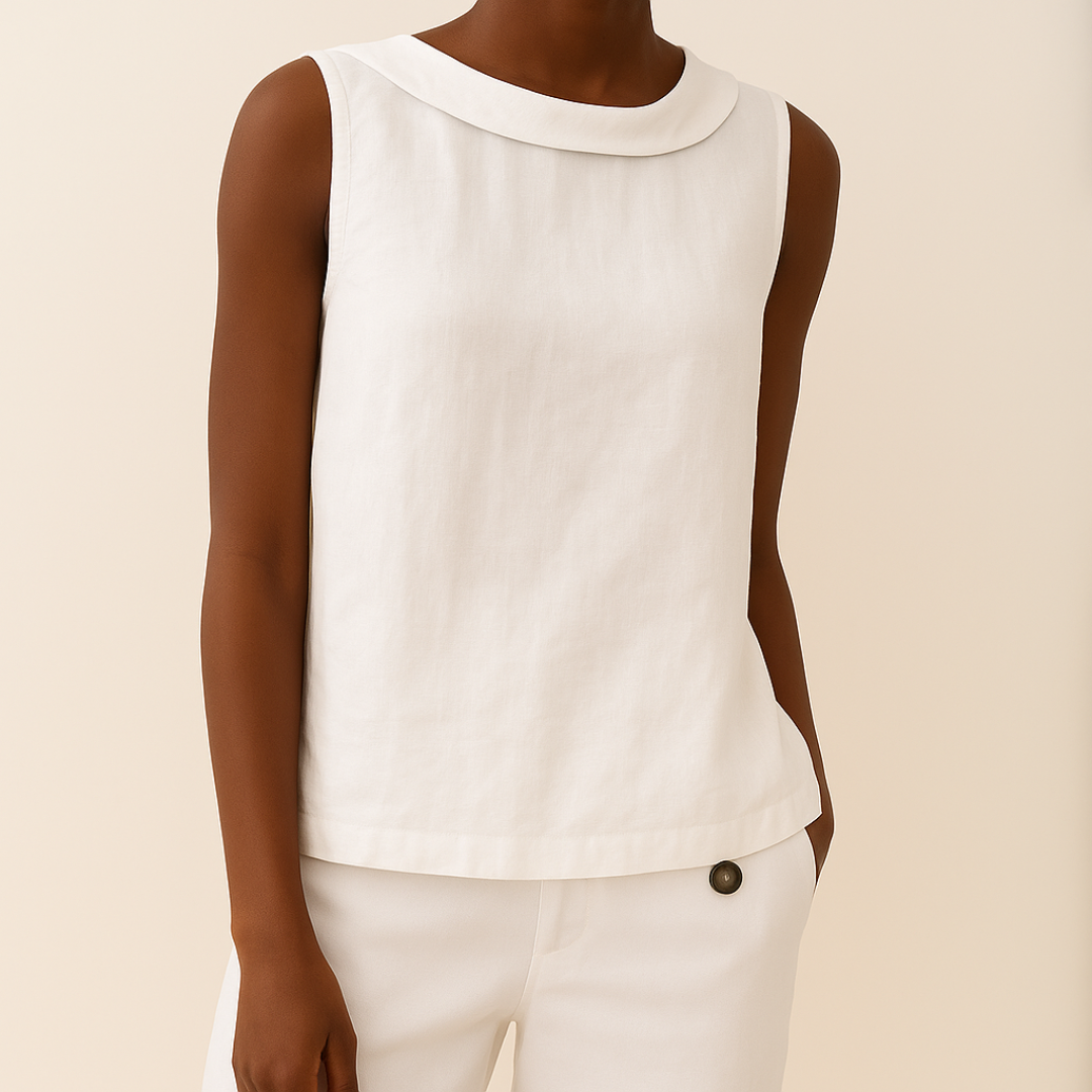 Maria | Sleeveless Roll Collar Top