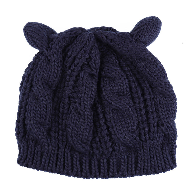 Cute Cat Ear Beanie – Hand-Knitted 3D Winter Hat