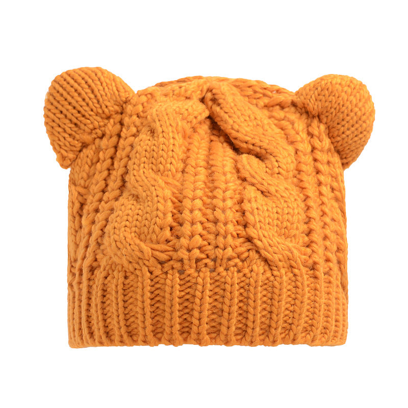 Cute Cat Ear Beanie – Hand-Knitted 3D Winter Hat