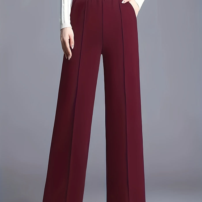 Women's High-Waisted Wide-Leg Trousers with Slant Pockets