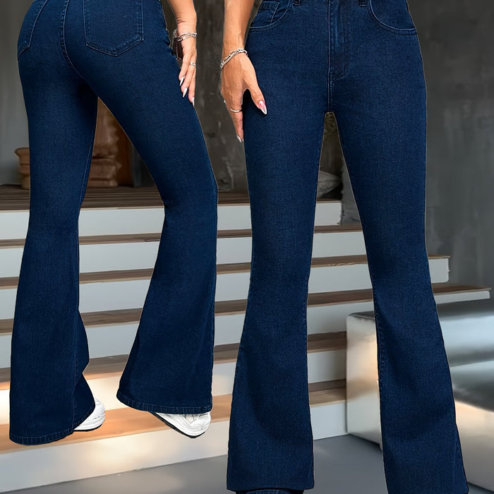 Women's High-Waisted Flared Trousers with Elongating Leg