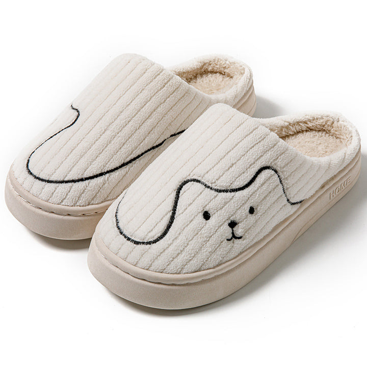 Striped Cat Slippers, Warm Plush Non-Slip House Slippers