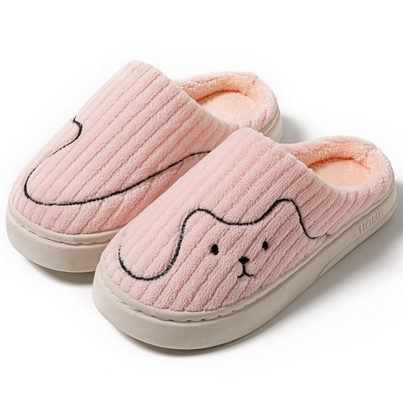 Striped Cat Slippers, Warm Plush Non-Slip House Slippers
