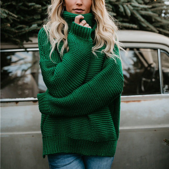 Women's Oversized Turtleneck Jumper with Chunky Knit