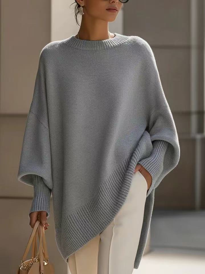 Thick Knit Pullover Jumper, Loose Fit Round Neck Top
