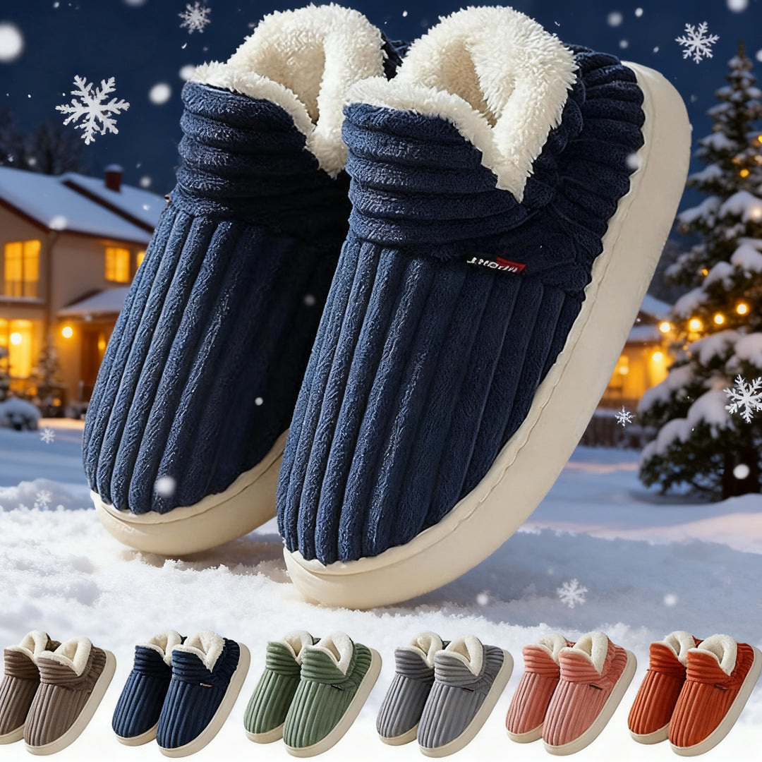Striped Plush Home Slippers for Men and Women, Indoor Outdoor
