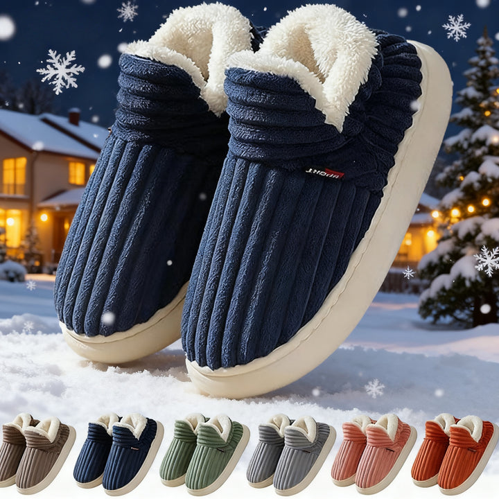 Striped Plush Home Slippers for Men and Women, Indoor Outdoor