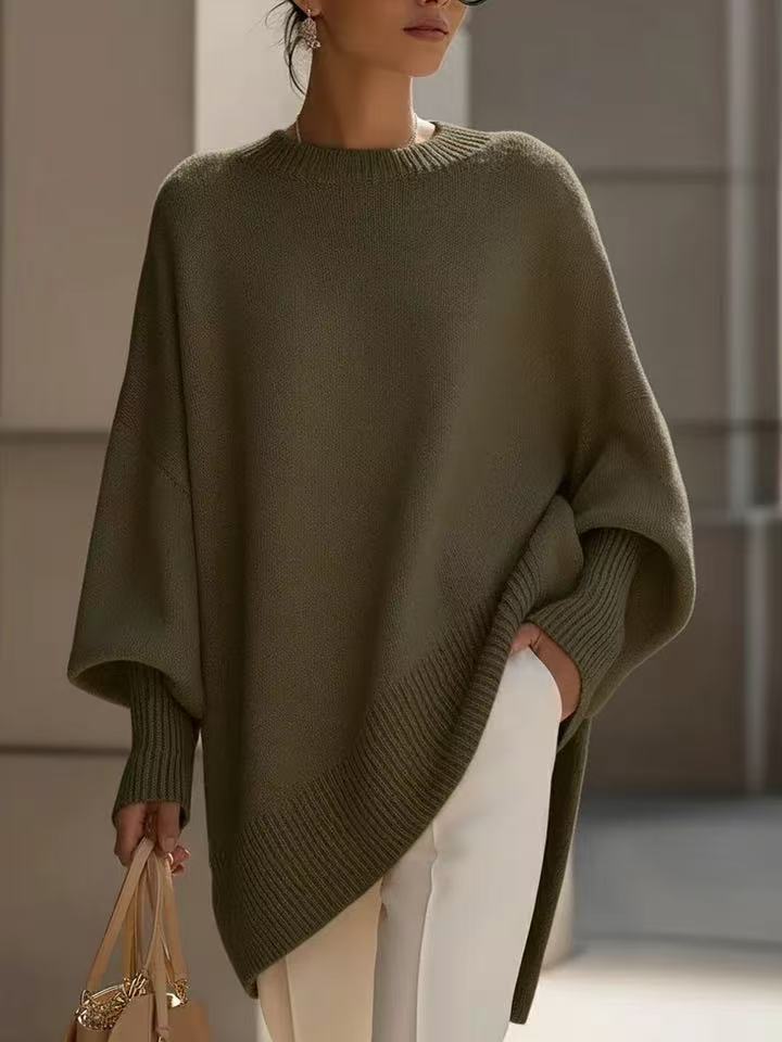 Thick Knit Pullover Jumper, Loose Fit Round Neck Top