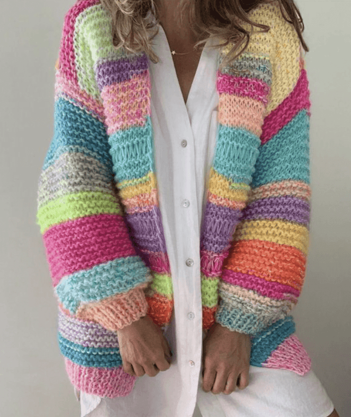 Women's Multicolour Stripe Cardigan Long Sleeve