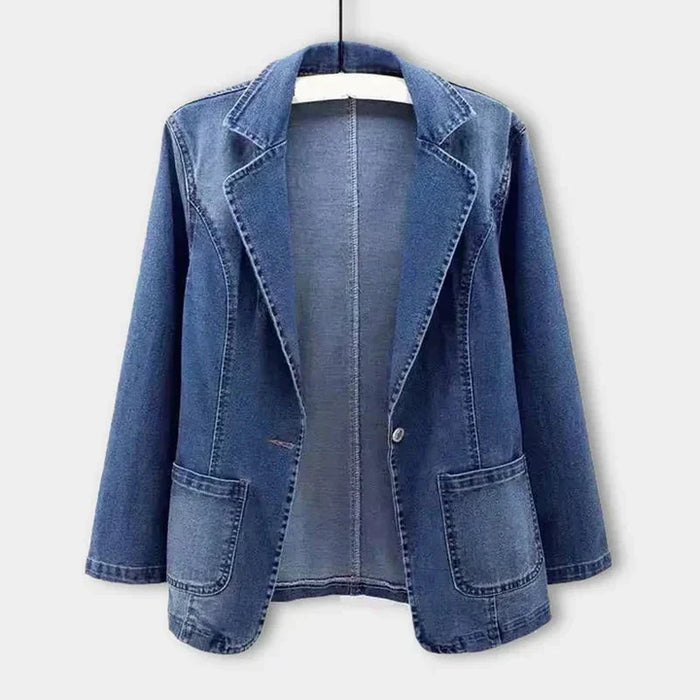 Women's Tailored Denim Blazer with Front Pockets
