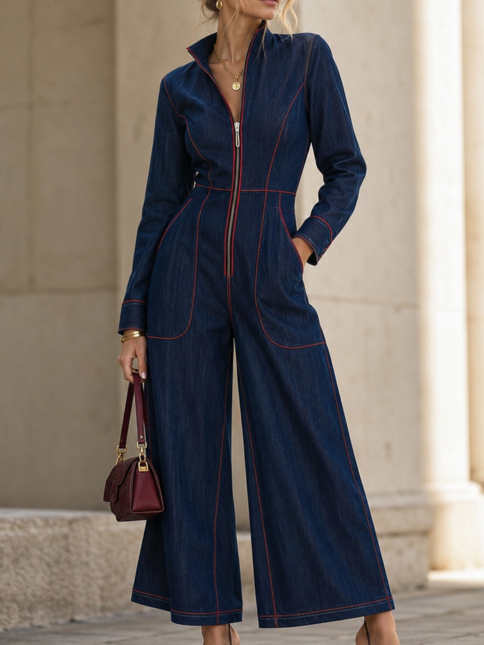 Felicity | Women's Wide Leg Long Sleeve Jumpsuit