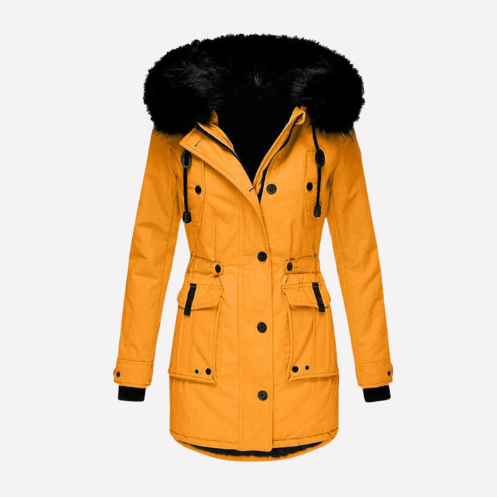 Women's Hooded Parka Coat with Faux Fur Trim for Winter