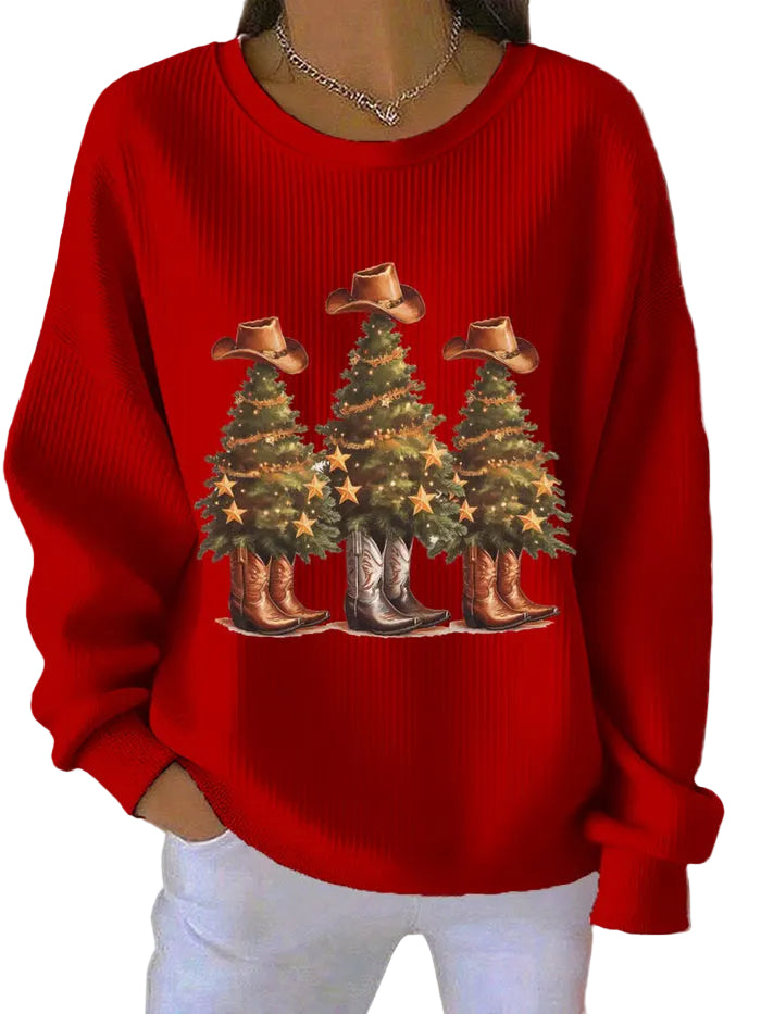 Women's Christmas Jumper with Western Tree Print