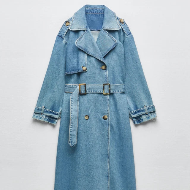 Women's Oversized Trench Coat with Lapel Collar