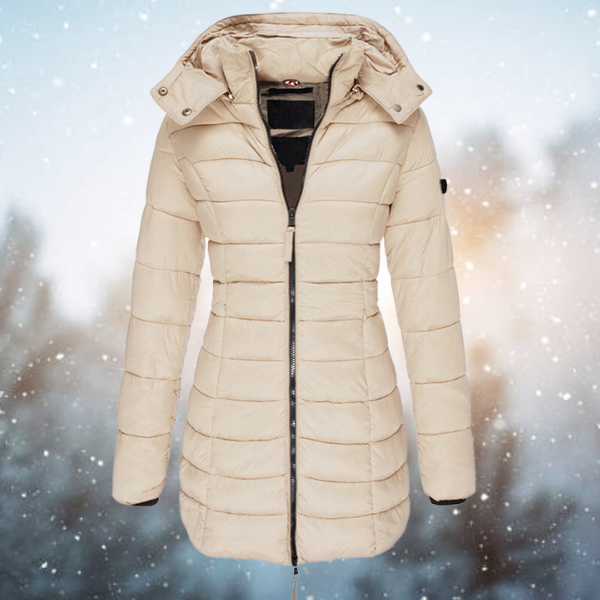 Women's Quilted Hooded Parka with Zip Front for Winter