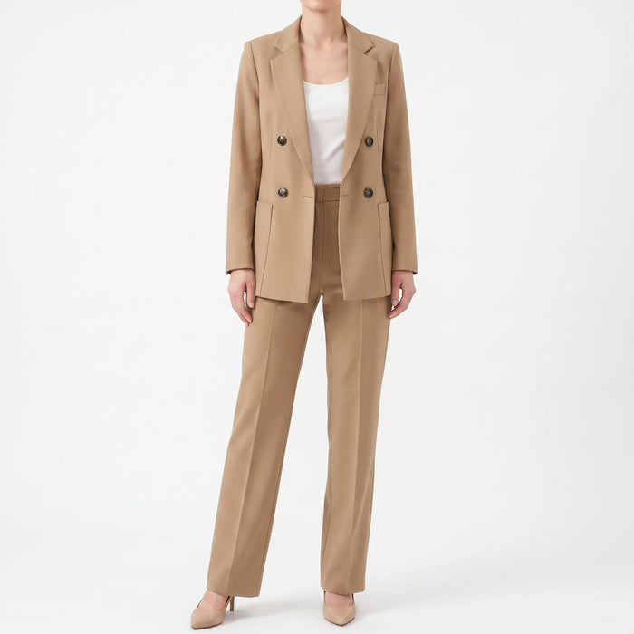 Women's Double-Breasted Pant Suit Notched Lapel Set