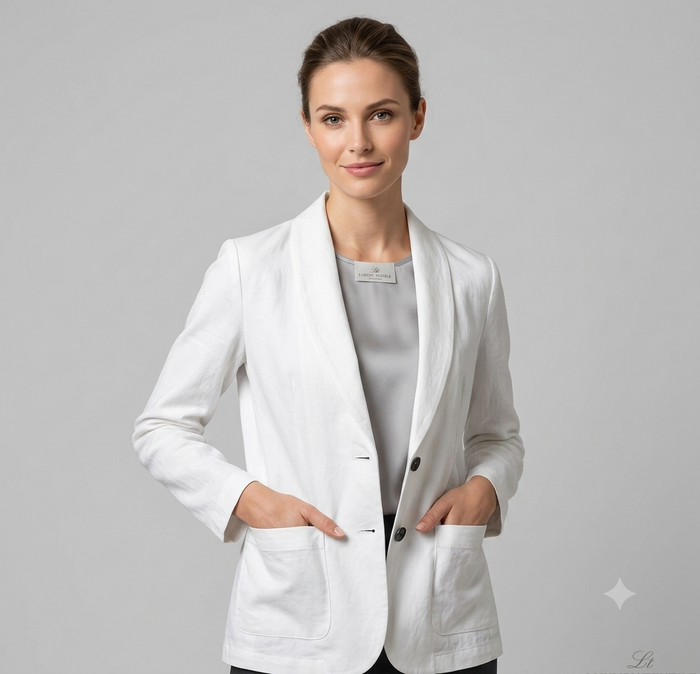 Women's Oversized Linen Blazer with Notch Lapel