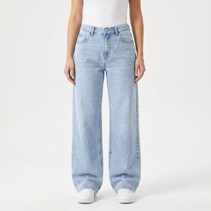 Women's High Waisted Wide Leg Jeans Light Wash Relaxed Fit