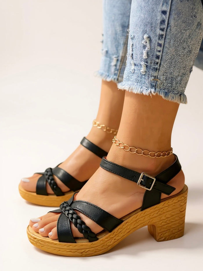 Zuri | Women's Woven Block Heel Cushioned Sandals