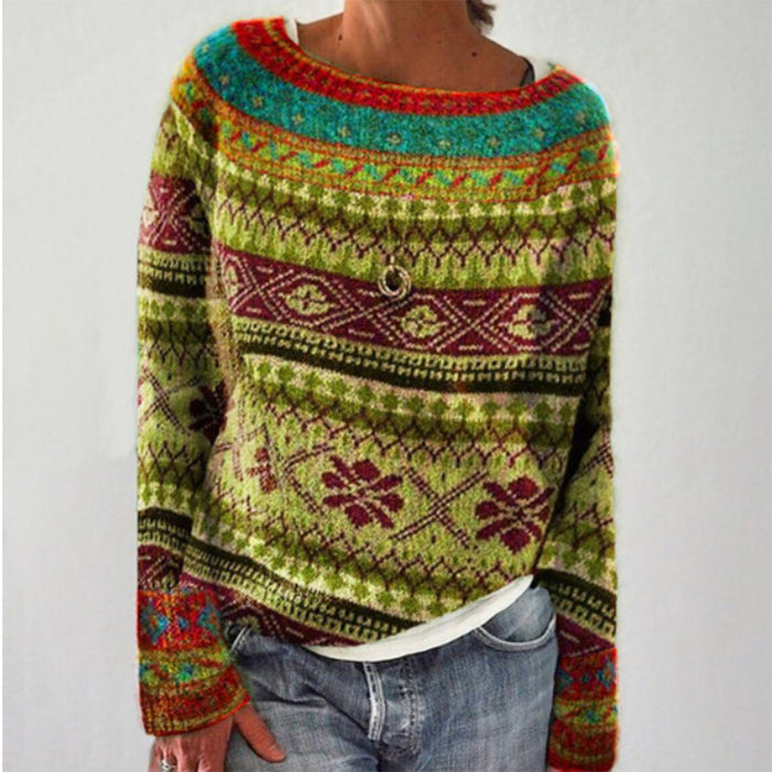 Women's Fair Isle Knit Jumper with Geometric Pattern