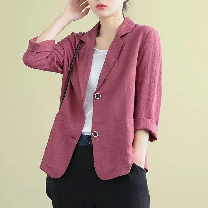 Women's Notch Lapel Blazer with Button Detail