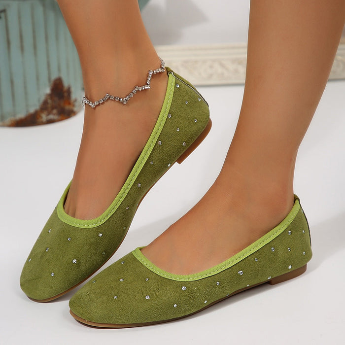 Women's Embellished Ballet Flats with Rhinestone Detail