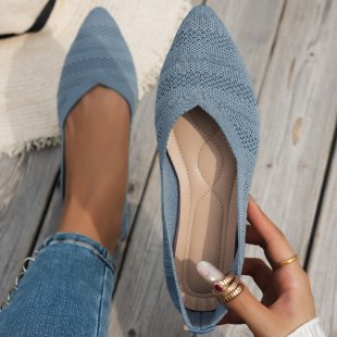 Women's Pointed Knit Ballet Flats with Flexible Sole