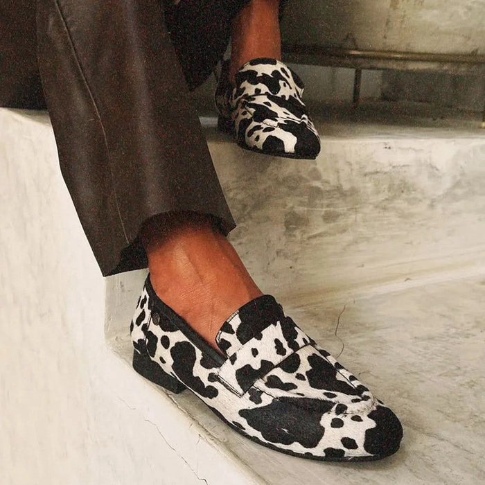 Women's Animal Print Loafers with Slip-On Design