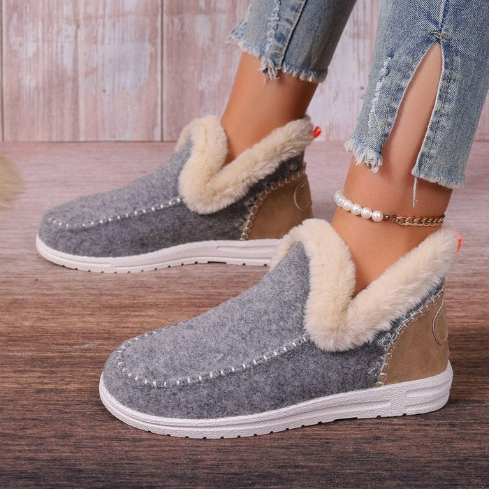 Women's Faux Fur Lined Slip-On Ankle Boots Non-Slip