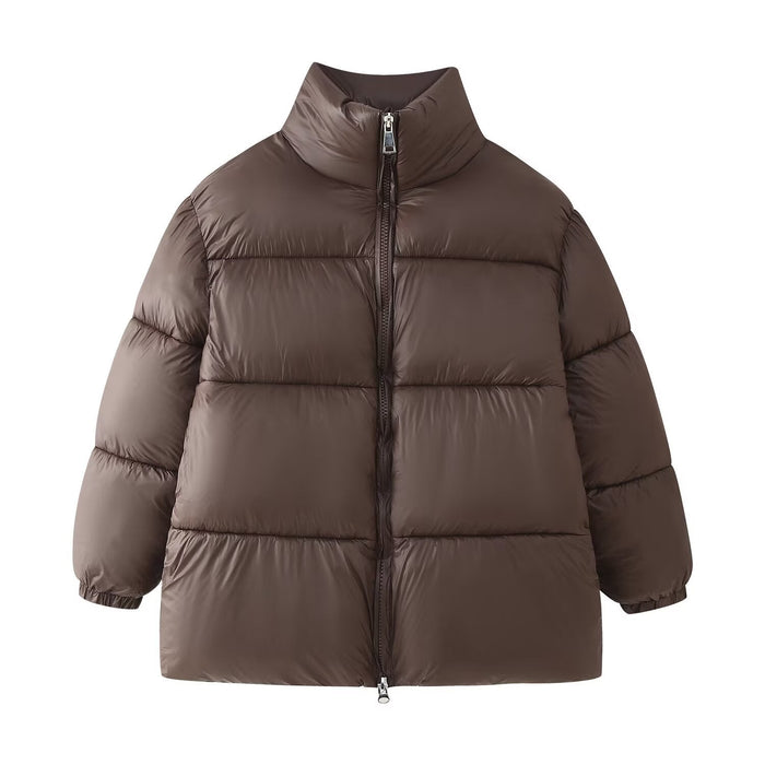 Women's Quilted Puffer Jacket High Neck Zip Front
