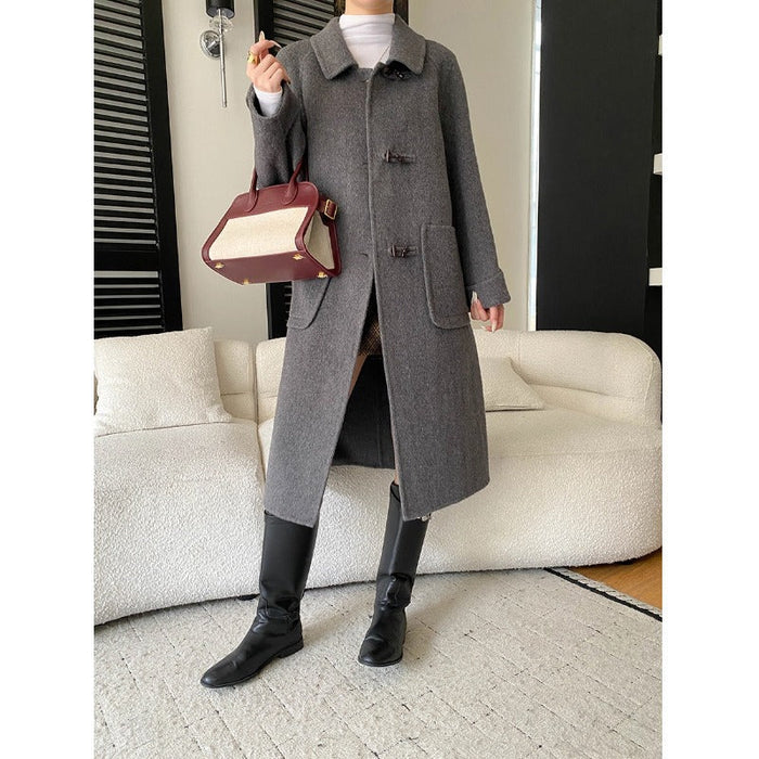 Women's Hooded Toggle Coat with Patch Pockets