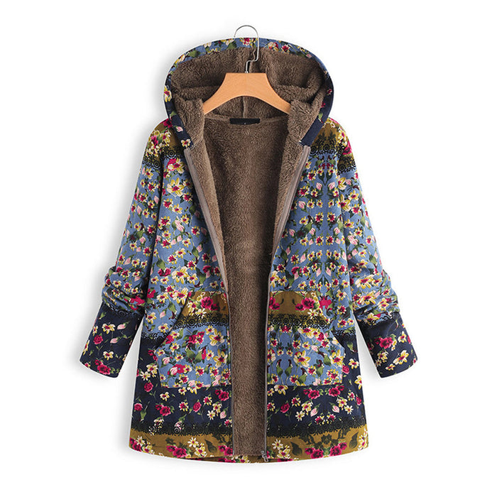Kleurrijke Teddy Jas lang Met Capuchon Dames