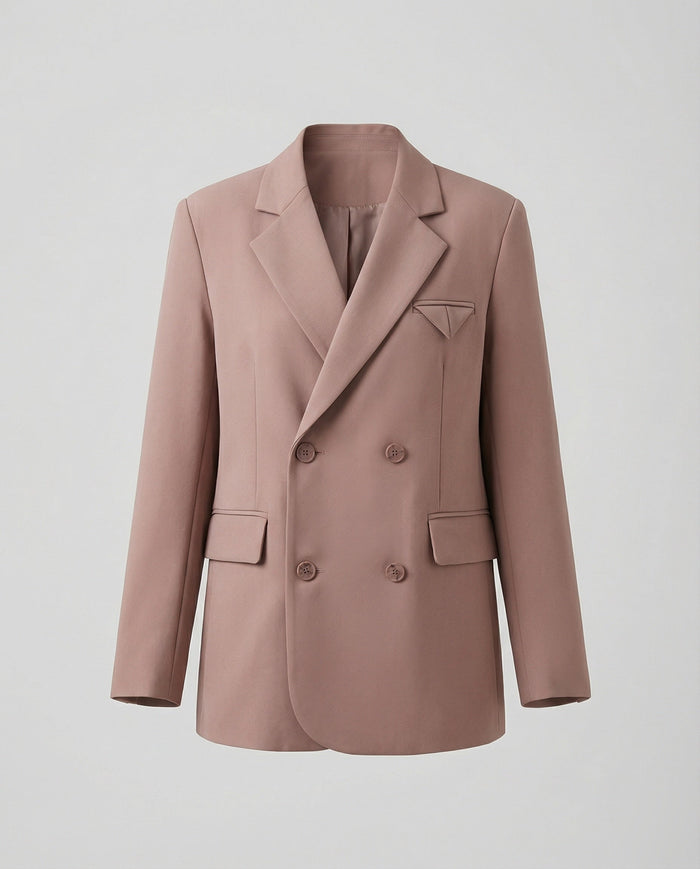 Women's Double-Breasted Blazer with Flap Pockets